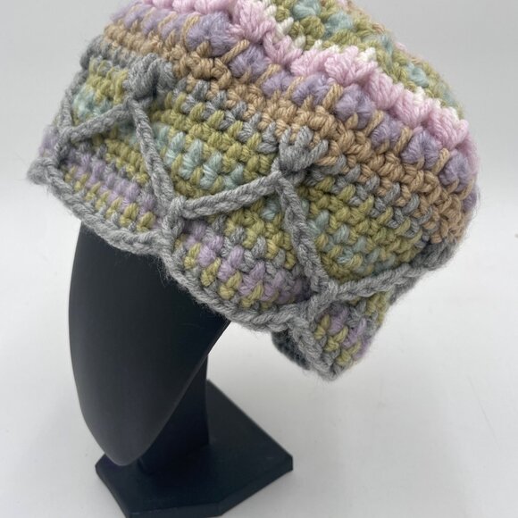 Handcrafted Crochet Pastel Multicolor Beanie Hat - Picture 2 of 6